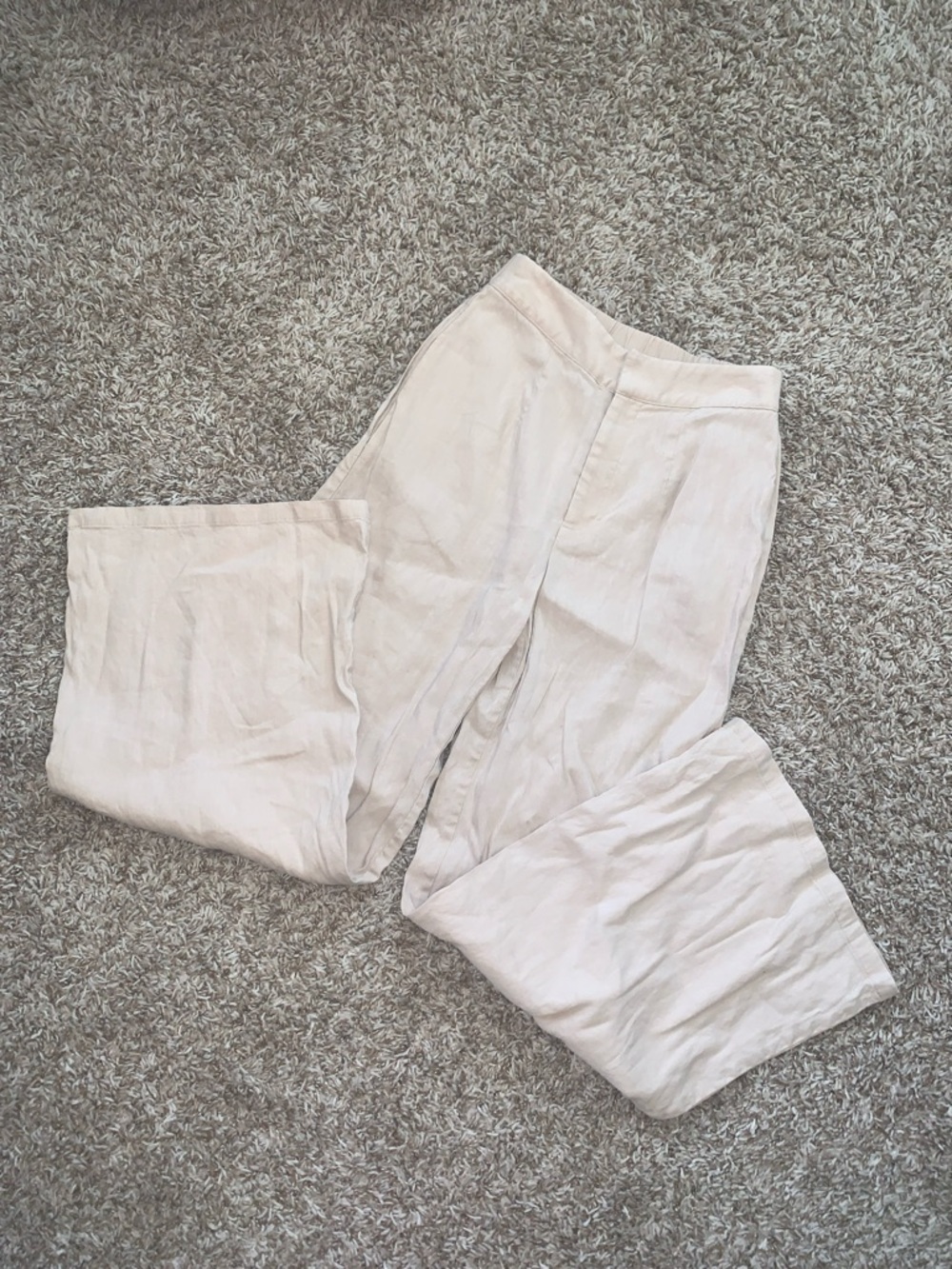 NWOT Women’s Gianni Bini Beige Khaki Elastic Waist Linen Blend Wide Leg Pants - Picture 2 of 8